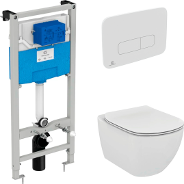 Инсталляция IDEAL STANDARD с подвесным безободковым унитазом Tesi AquaBlade TT00002/459AW Инсталляция IDEAL STANDARD с подвесным безободковым унитазом Tesi AquaBlade TT00002/459AW